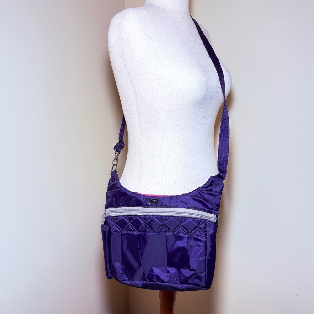 NWOT Lug “Swing” Crossbody Bag – Purple Quilted Nylon Travel Organizer Zip